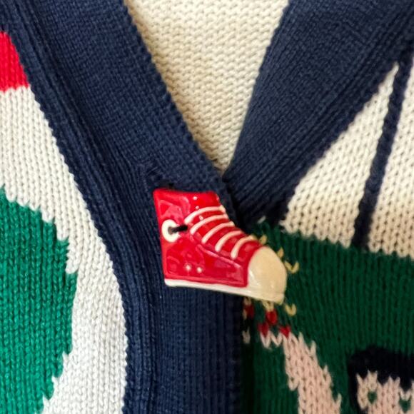 Vtg Sweater Loft Vest Medium Button Down Sports Football Basketball Cheer Soccer - Picture 4 of 10